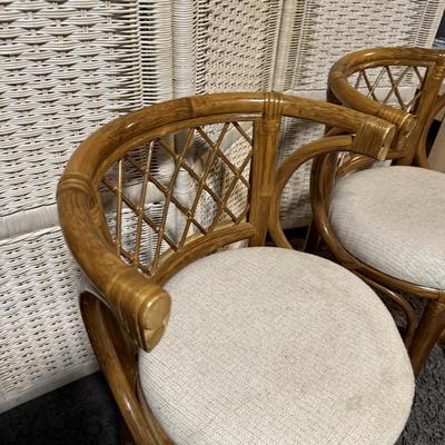 LOT 91B: Two Rattan Chairs w/ 4 Barstools