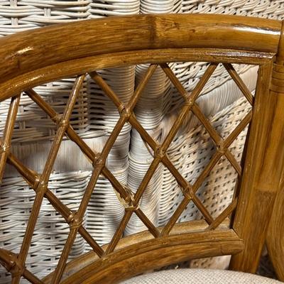 LOT 91B: Two Rattan Chairs w/ 4 Barstools