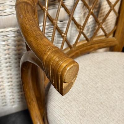 LOT 91B: Two Rattan Chairs w/ 4 Barstools