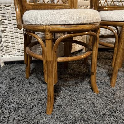 LOT 91B: Two Rattan Chairs w/ 4 Barstools