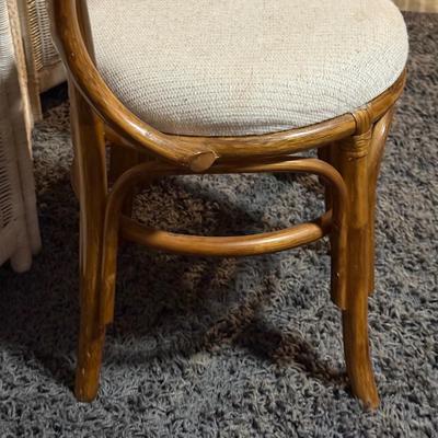 LOT 91B: Two Rattan Chairs w/ 4 Barstools
