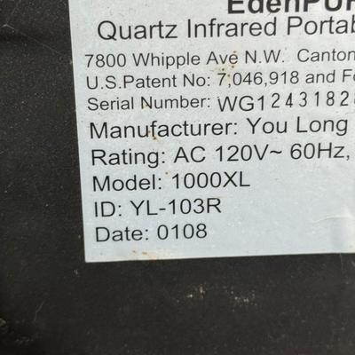 LOT 96B: EdenPURE Quartz Infrared Portable Heater 1000XL