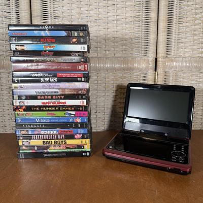 LOT 97B: GPX Portable DVD Player Model PD808 w/ DVD Collection