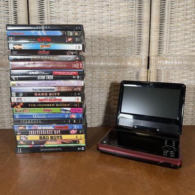 LOT 97B: GPX Portable DVD Player Model PD808 w/ DVD Collection