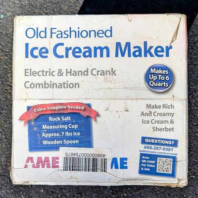 LOT 101G: Old Fashioned 6 QRT Ice Cream Maker Amerihome Model ICM6C, Untested