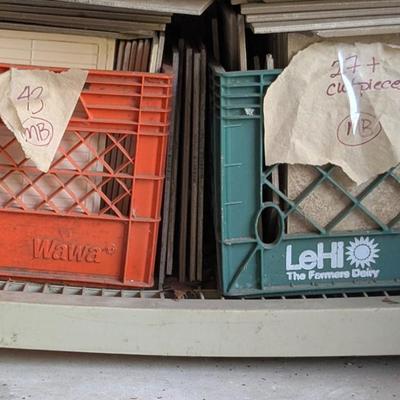 LOT 109G: Large Assortment of Porcelain Tiles 12 X 12 & Open Containers of Tile Adhesive
