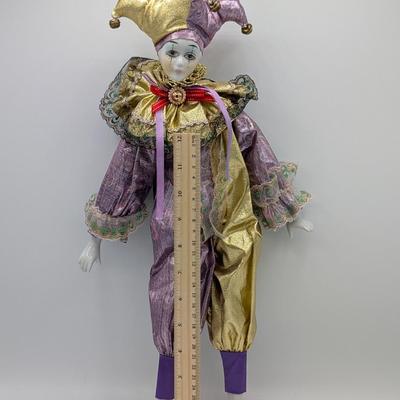 LOT 112D: Vintage Pierrot & Unbranded Jester Dolls With Porcelain Hands & Feet