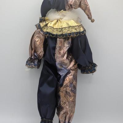 LOT 112D: Vintage Pierrot & Unbranded Jester Dolls With Porcelain Hands & Feet
