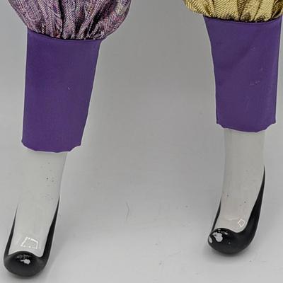 LOT 112D: Vintage Pierrot & Unbranded Jester Dolls With Porcelain Hands & Feet