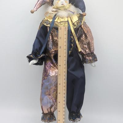 LOT 112D: Vintage Pierrot & Unbranded Jester Dolls With Porcelain Hands & Feet