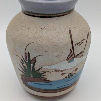 LOT 113D: Eh...What's Up Doc? Vintage Bugs & Daffy Salt/Pepper Shakers With A Handmade Signed Mexican Pottery Vase, Along with A...