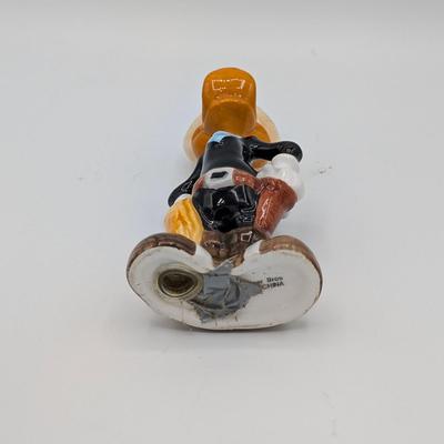 LOT 113D: Eh...What's Up Doc? Vintage Bugs & Daffy Salt/Pepper Shakers With A Handmade Signed Mexican Pottery Vase, Along with A...