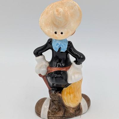LOT 113D: Eh...What's Up Doc? Vintage Bugs & Daffy Salt/Pepper Shakers With A Handmade Signed Mexican Pottery Vase, Along with A...