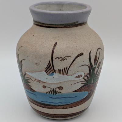 LOT 113D: Eh...What's Up Doc? Vintage Bugs & Daffy Salt/Pepper Shakers With A Handmade Signed Mexican Pottery Vase, Along with A...