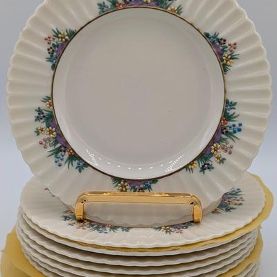 LOT 125D: Rutledge by Lenox, Made In USA, 12 Dinner, 9 Salad & 11 Bread Plates With Storage Containers. Plate Stands Not Included