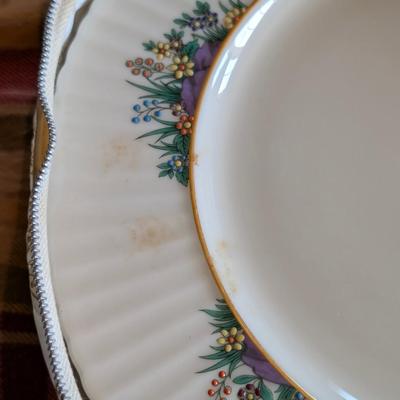 LOT 125D: Rutledge by Lenox, Made In USA, 12 Dinner, 9 Salad & 11 Bread Plates With Storage Containers. Plate Stands Not Included