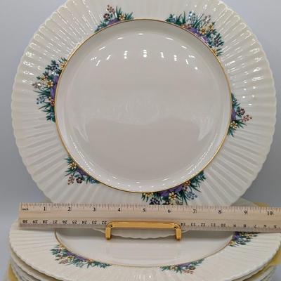 LOT 125D: Rutledge by Lenox, Made In USA, 12 Dinner, 9 Salad & 11 Bread Plates With Storage Containers. Plate Stands Not Included