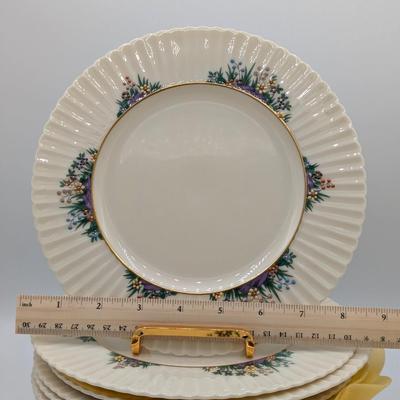 LOT 125D: Rutledge by Lenox, Made In USA, 12 Dinner, 9 Salad & 11 Bread Plates With Storage Containers. Plate Stands Not Included