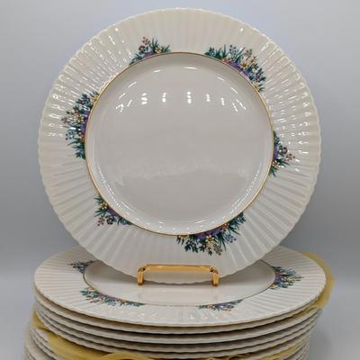 LOT 125D: Rutledge by Lenox, Made In USA, 12 Dinner, 9 Salad & 11 Bread Plates With Storage Containers. Plate Stands Not Included
