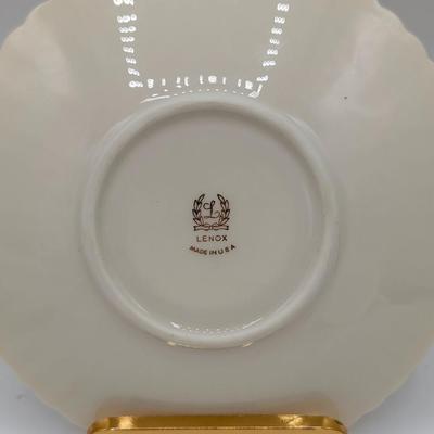 LOT 116D: Lenox Gold Trim Bud Vase & Saucer Plates Made In USA With Gold Accented Cups, Oxford Bone China Milburn Made In USA. Plate...