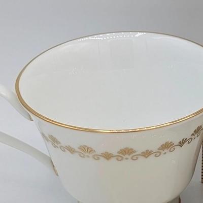 LOT 116D: Lenox Gold Trim Bud Vase & Saucer Plates Made In USA With Gold Accented Cups, Oxford Bone China Milburn Made In USA. Plate...