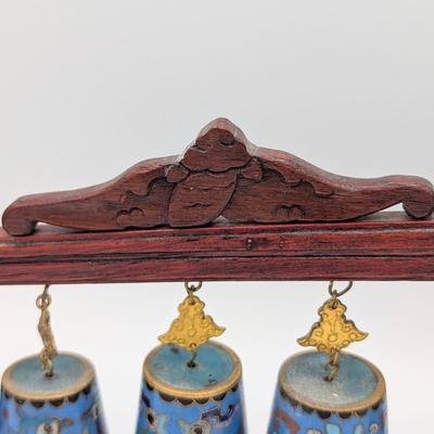 LOT 117D: Vintage Asian Cloisonne` Chime Meditation Bells Set