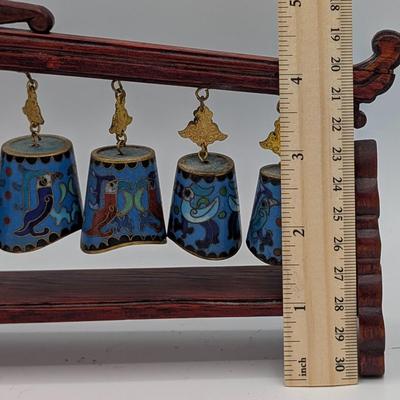 LOT 117D: Vintage Asian Cloisonne` Chime Meditation Bells Set