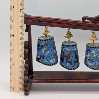 LOT 117D: Vintage Asian Cloisonne` Chime Meditation Bells Set