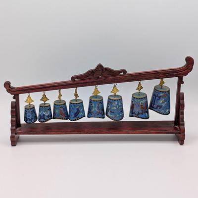 LOT 117D: Vintage Asian Cloisonne` Chime Meditation Bells Set