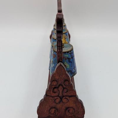 LOT 117D: Vintage Asian Cloisonne` Chime Meditation Bells Set