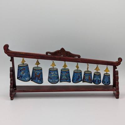 LOT 117D: Vintage Asian Cloisonne` Chime Meditation Bells Set