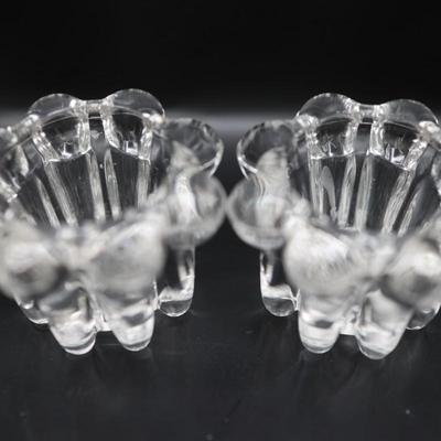 Vintage Two Pair of Clear Glass Candle Holders