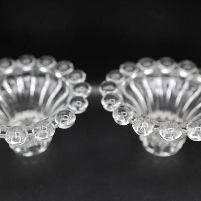 Vintage Two Pair of Clear Glass Candle Holders