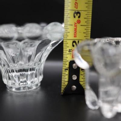 Vintage Two Pair of Clear Glass Candle Holders