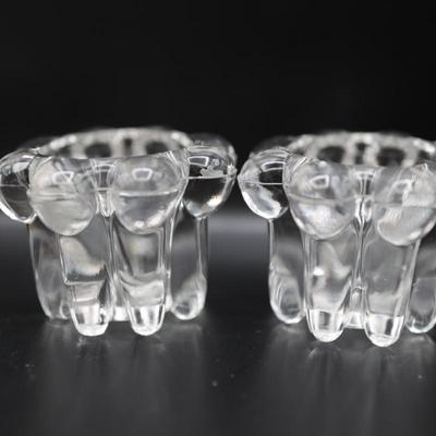 Vintage Two Pair of Clear Glass Candle Holders