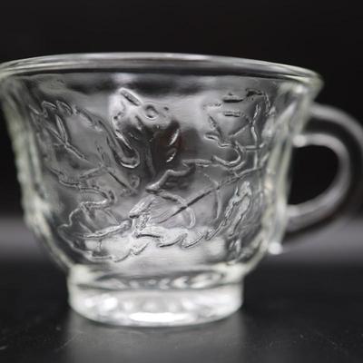 Vintage Indiana Princess Clear Glass Grape Leaf Punch Cups