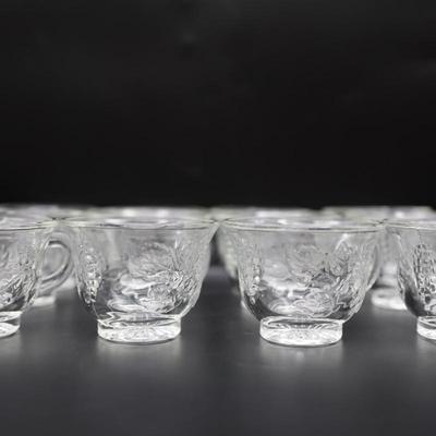 Vintage Indiana Princess Clear Glass Grape Leaf Punch Cups