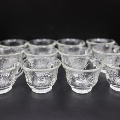 Vintage Indiana Princess Clear Glass Grape Leaf Punch Cups