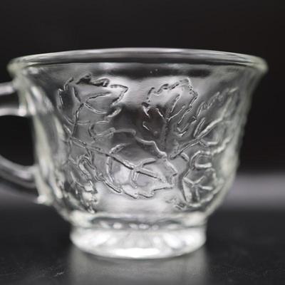 Vintage Indiana Princess Clear Glass Grape Leaf Punch Cups