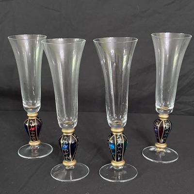 Set of Eight Dichroic Carnival Champagne Glasses (DR-DZ)