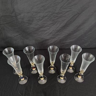 Set of Eight Dichroic Carnival Champagne Glasses (DR-DZ)