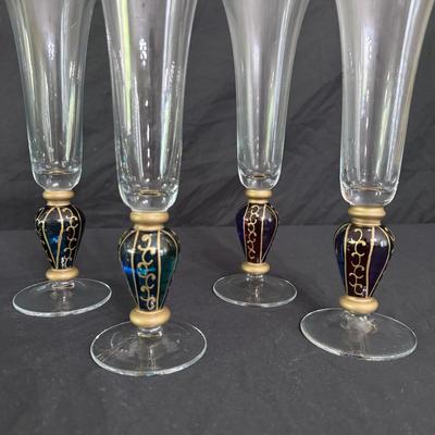 Set of Eight Dichroic Carnival Champagne Glasses (DR-DZ)