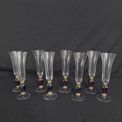 Set of Eight Dichroic Carnival Champagne Glasses (DR-DZ)