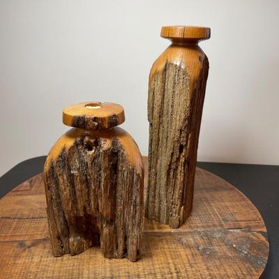 Unique wood candleholders