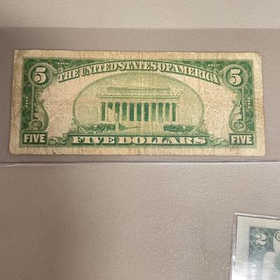 1934 Five Dollar Bill, Uncut $2 Bills, $500 Gold Certificate (ST-SS)