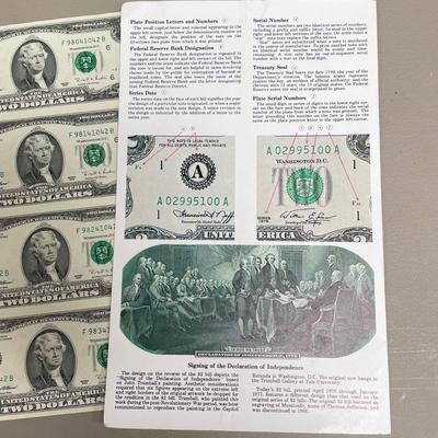 1934 Five Dollar Bill, Uncut $2 Bills, $500 Gold Certificate (ST-SS)