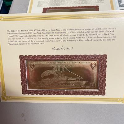 1934 Five Dollar Bill, Uncut $2 Bills, $500 Gold Certificate (ST-SS)