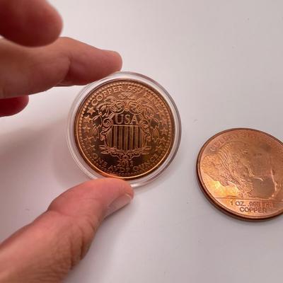 Five 1oz .999 Fine Copper Coins (ST-SS)