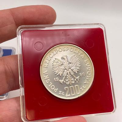 Four Silver Polish Coins incl 1983 Pope John Paul II (ST-SS)