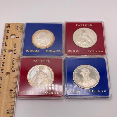 Four Silver Polish Coins incl 1983 Pope John Paul II (ST-SS)